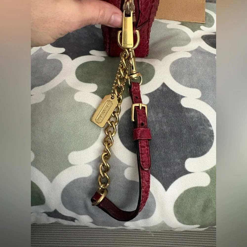 Coach Red Embossed Leather Wristlet - Picture 6 of 9